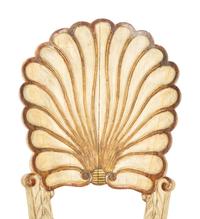 A Venetian Grotto Style Cream-Painted and Parcel Gilt Shell-Back Chair