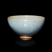 A Chinese Jun Type Glazed "Bubble" Bowl 鈞窯茶圓