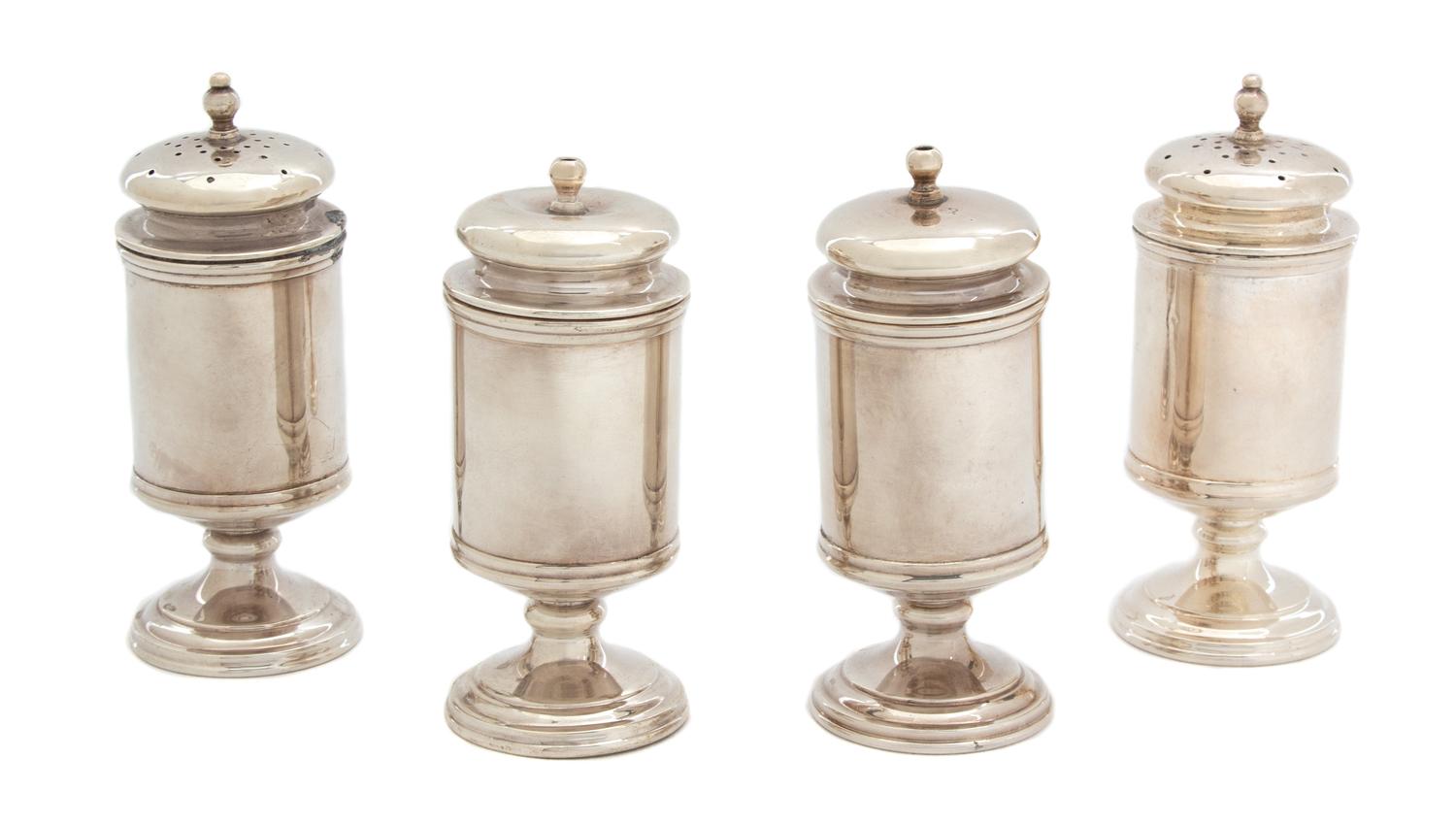 Two Pairs of English Silver Salt and Peppers, Bruce Stevenson, Sheffield 1979,
