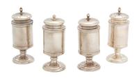 Two Pairs of English Silver Salt and Peppers, Bruce Stevenson, Sheffield 1979,
