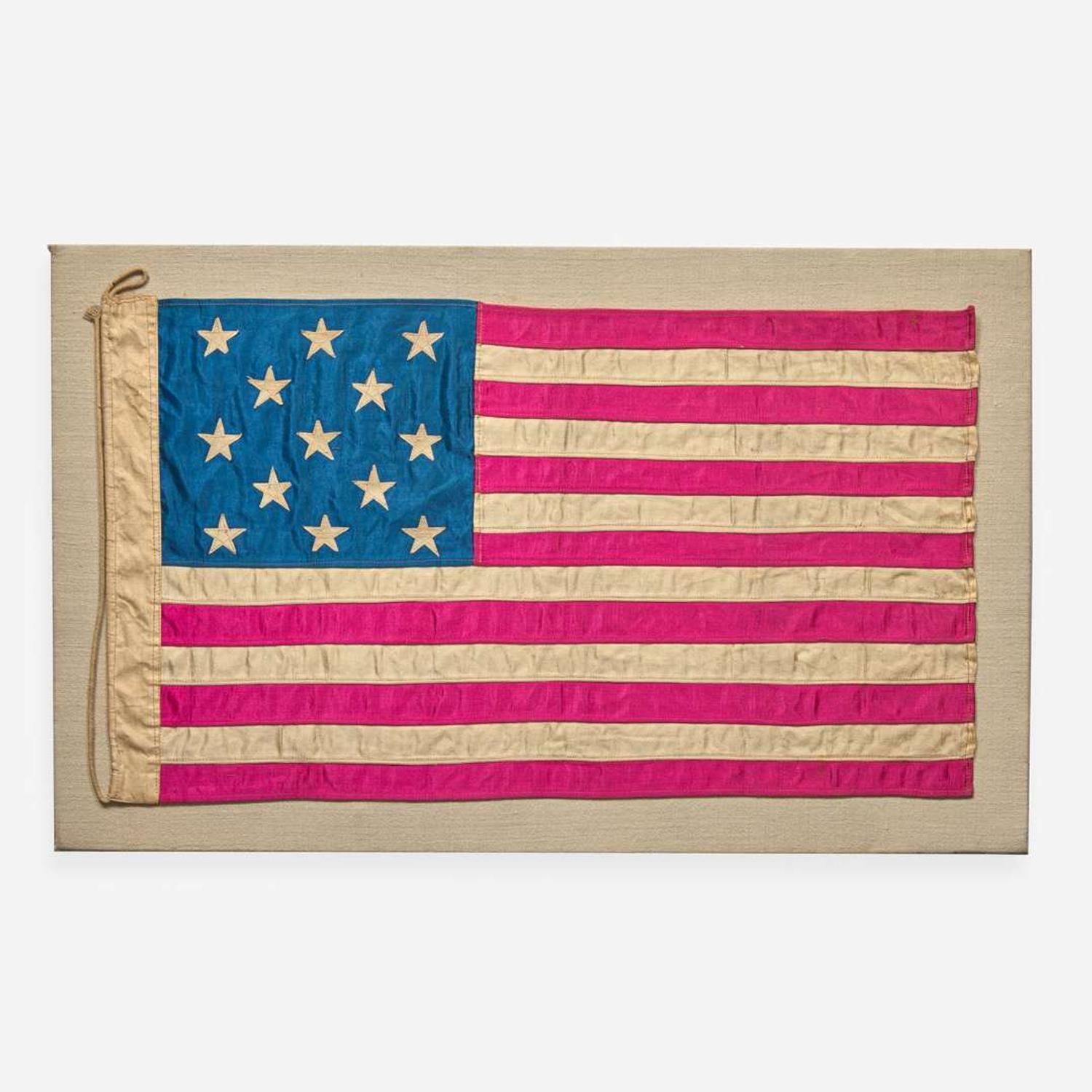 A 13-Star silk satin American Parade Flag late 19th century