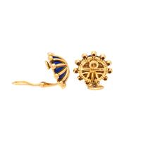 TIFFANY & CO., SCHLUMBERGER, YELLOW GOLD AND BLUE ENAMEL EARRINGS