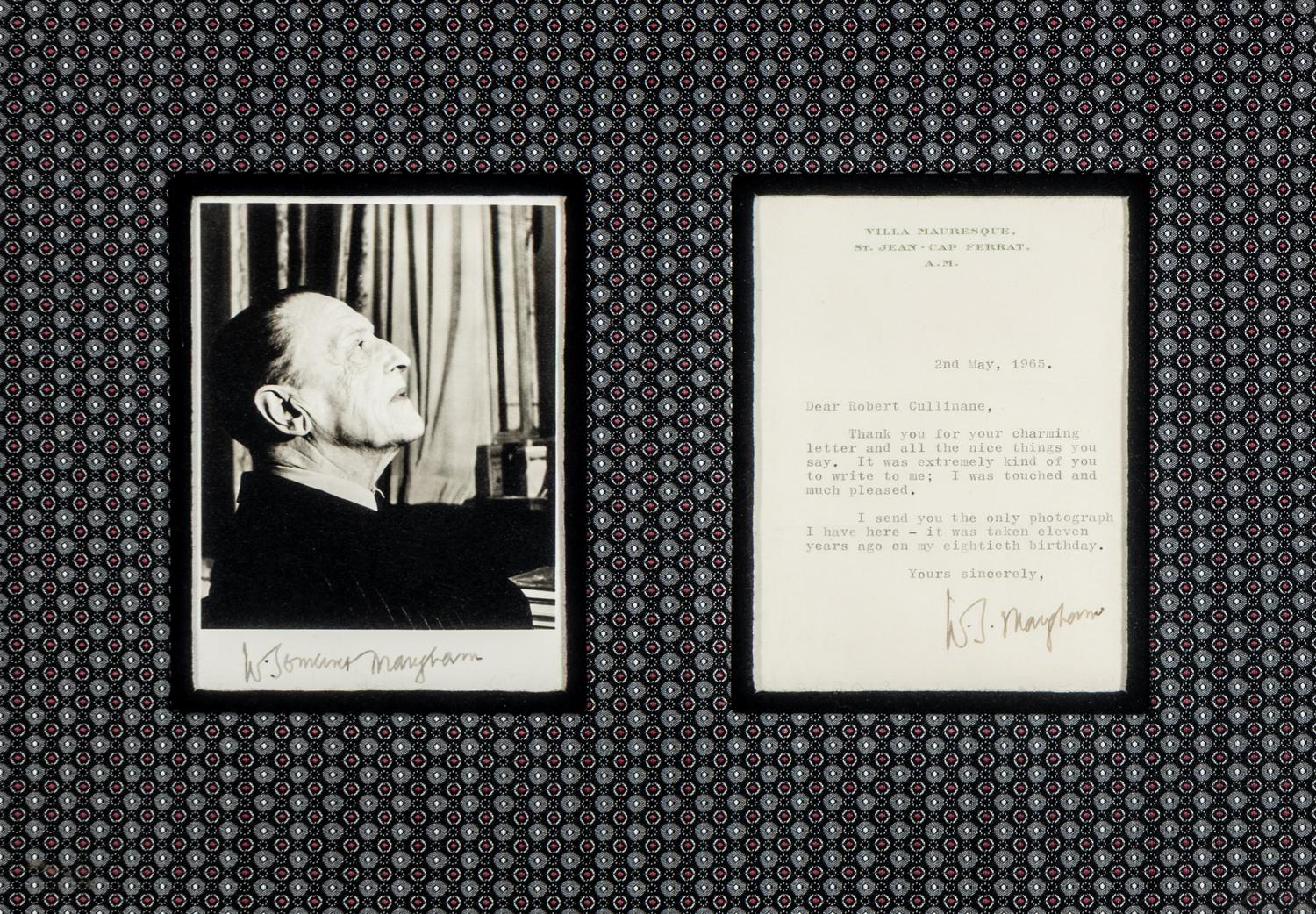 Maugham, W. Somerset (1874-1965). Typed letter signed ("W.S. Maugham") to Robert Cullinane, St. Jean Cap Ferrat, 2 May 1965.