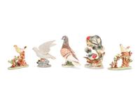 Five Porcelain Figural Groups of Birds