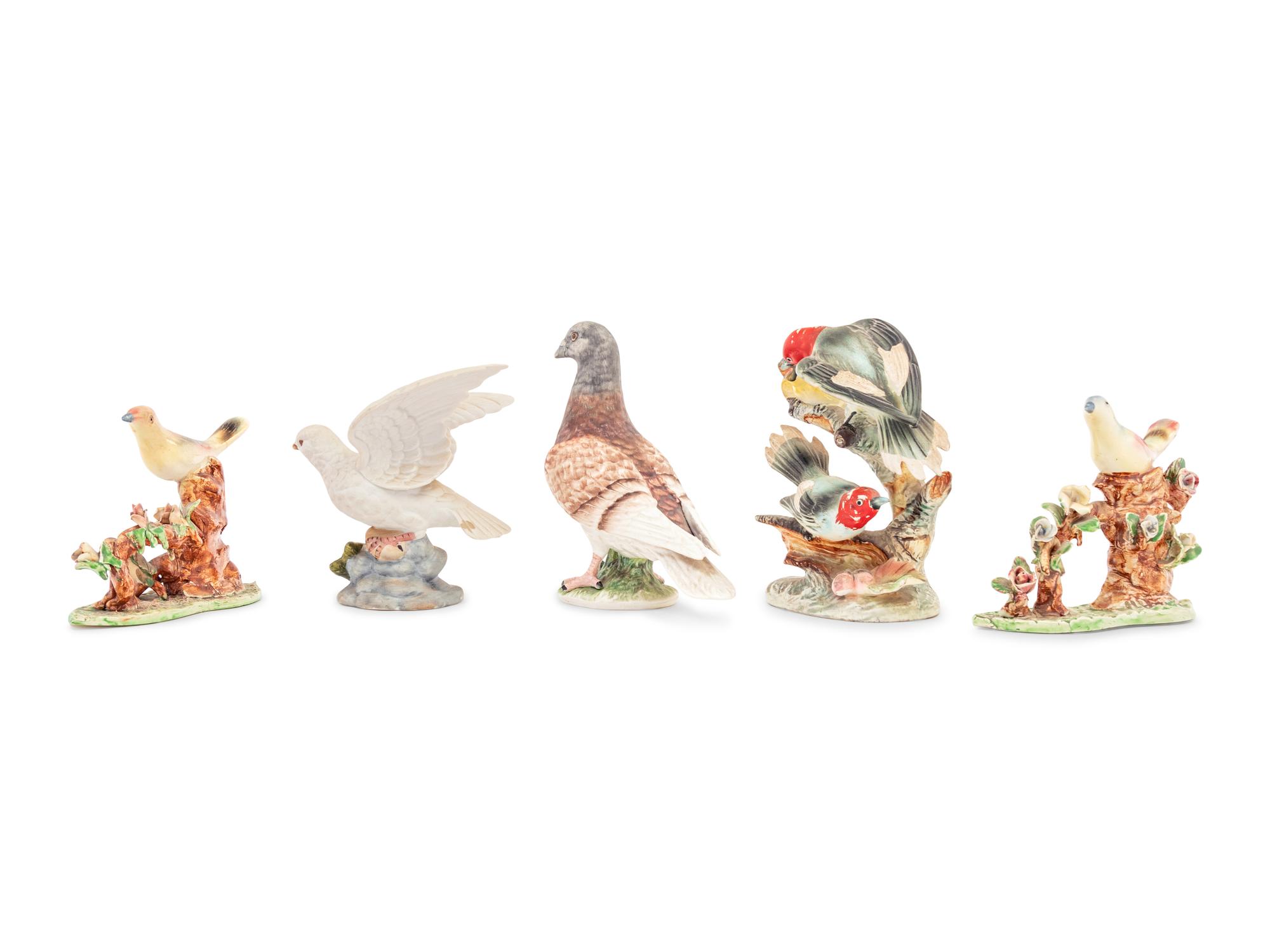 Five Porcelain Figural Groups of Birds