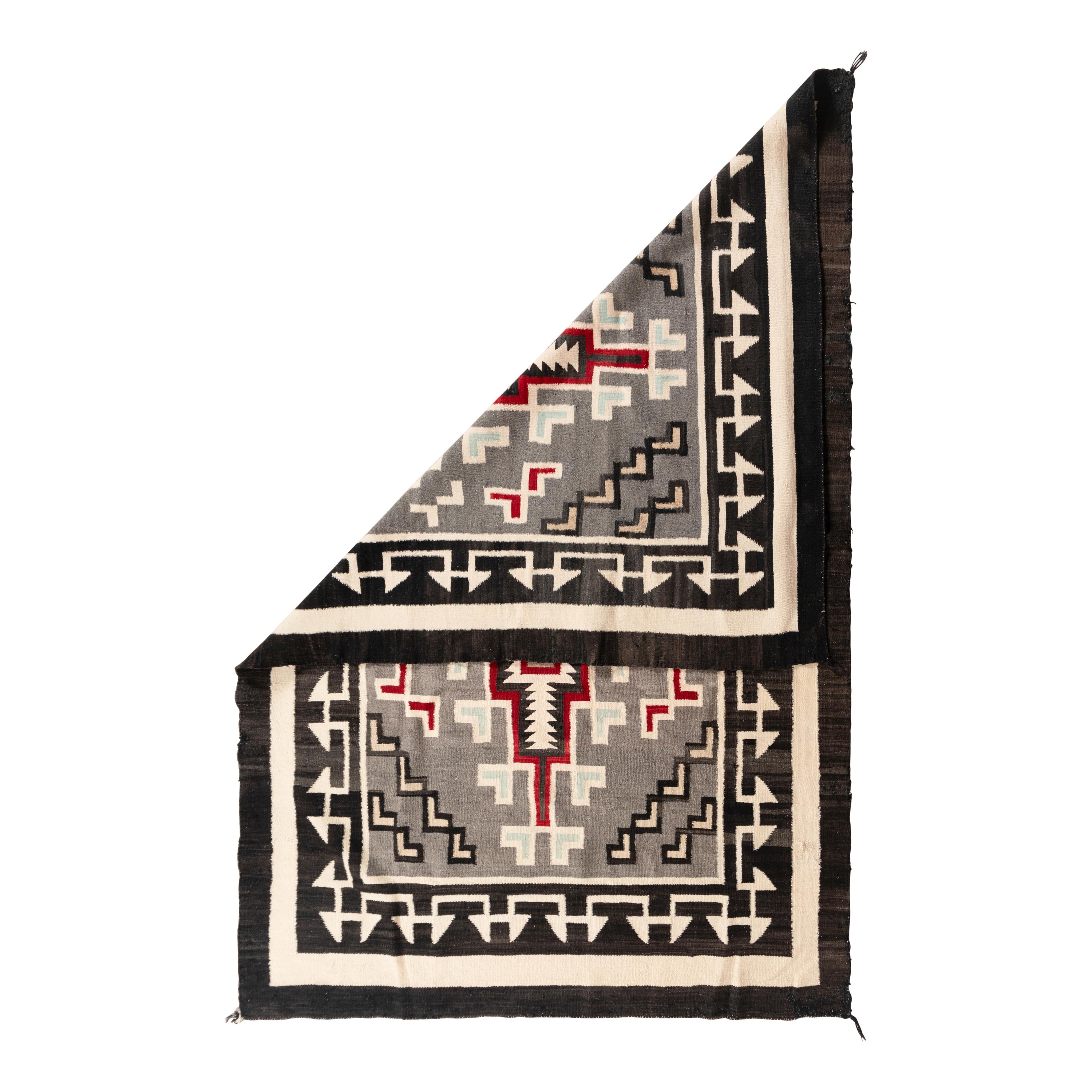 Navajo Two Grey Hills Weaving, with Turquoise Accents [Rug]