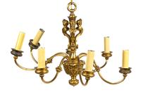 A Neoclassical Style Gilt Metal Seven-Light Chandelier