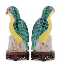 A Pair of Chinese Export Porcelain Parrots