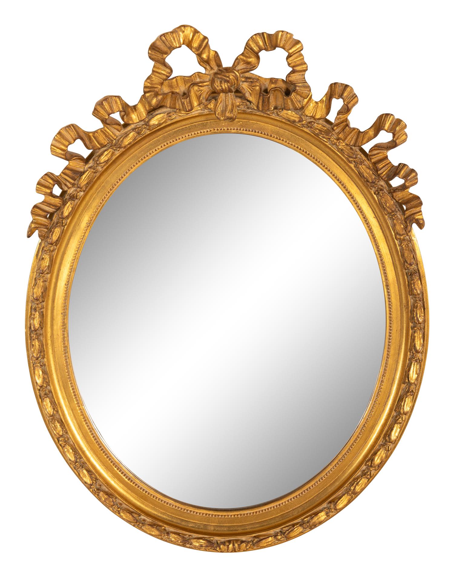 A Louis XVI Style Ribbon Decorated Parcel Gilt Mirror