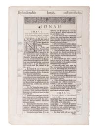 [BIBLE LEAVES - ENGLISH - 16TH AND 17TH CENTURIES]. A group of 8 Bible leaves in English, comprising: