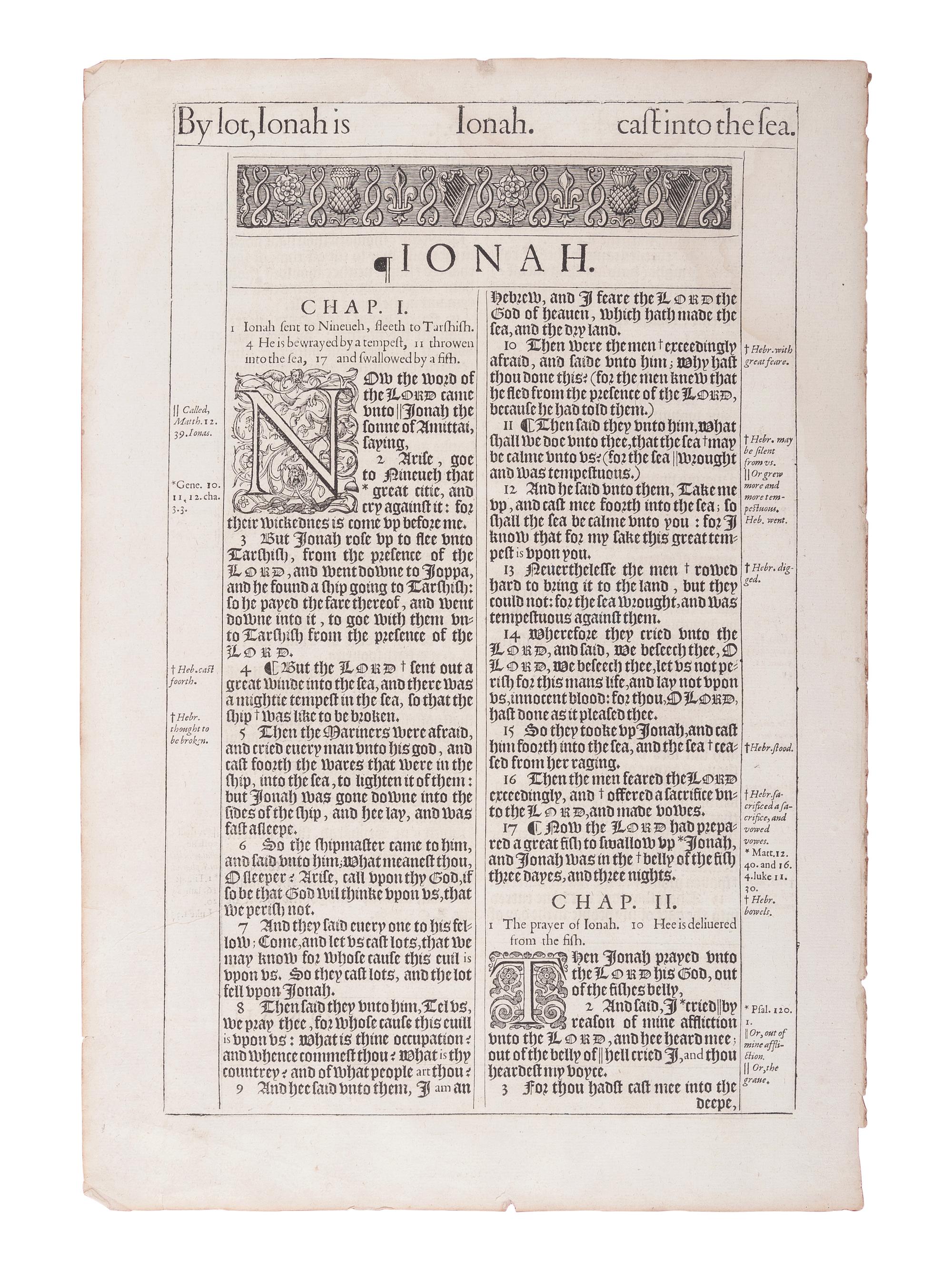 [BIBLE LEAVES - ENGLISH - 16TH AND 17TH CENTURIES]. A group of 8 Bible leaves in English, comprising: