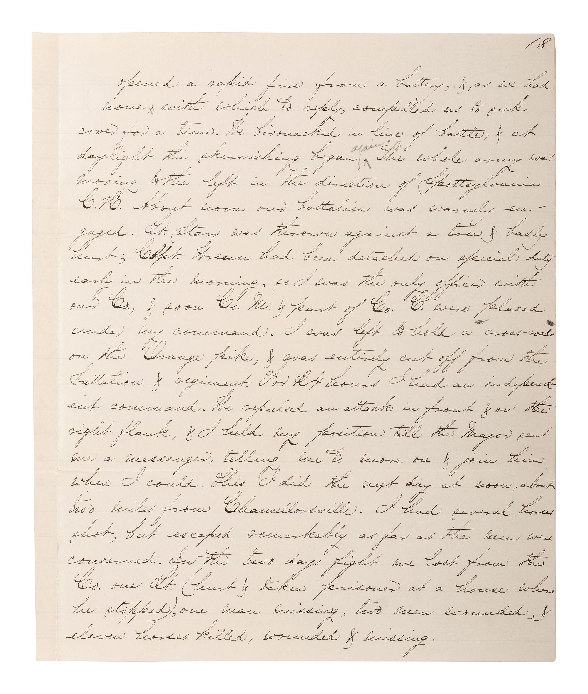 [CIVIL WAR - CUSTER, George A.]. Manuscript documenting the wartime experiences of Major Harlan Page Lloyd, 22nd New York Cavalry and 24th New York Light Artillery, aid to Custer during the Shenandoah Campaign.