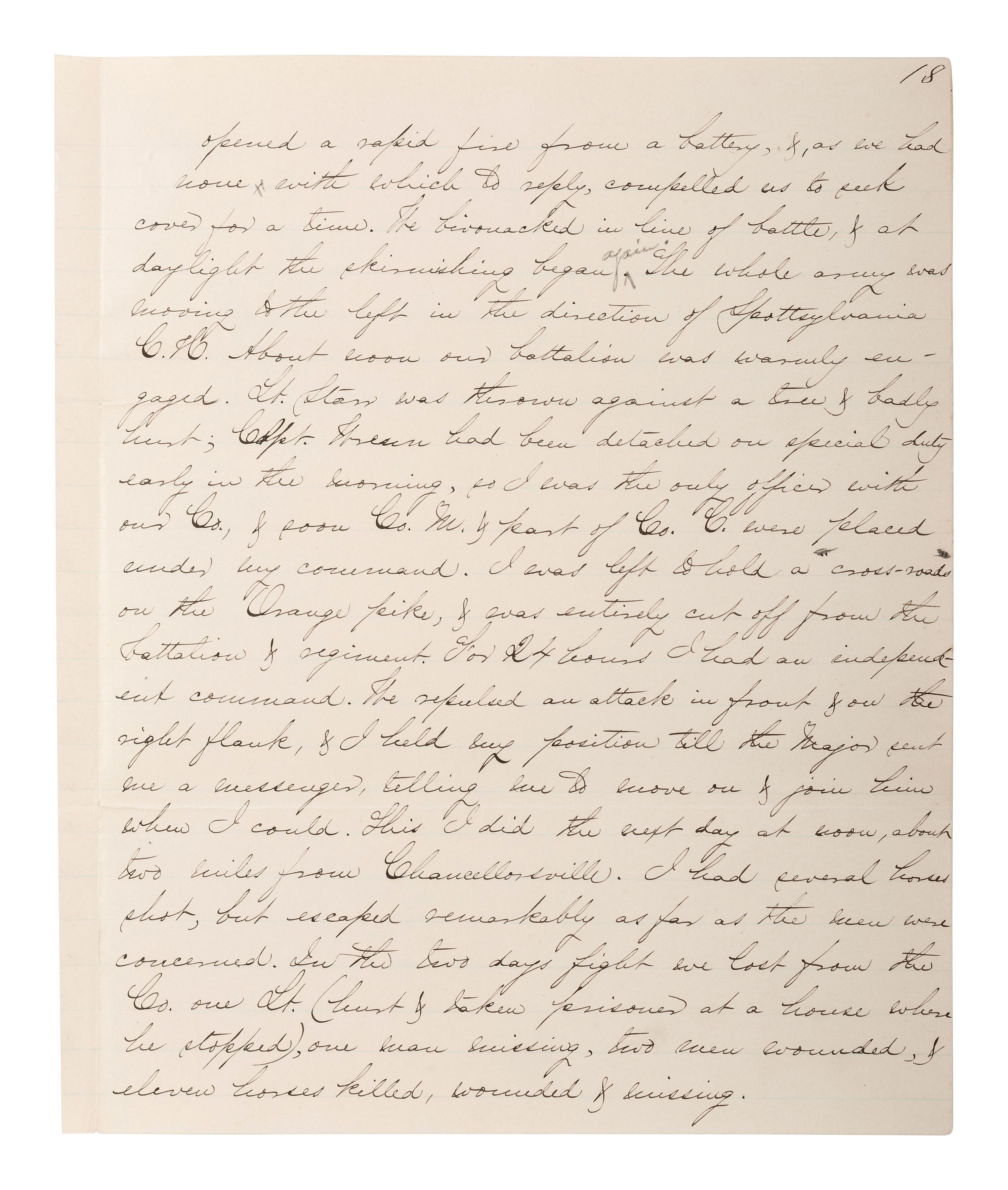 [CIVIL WAR - CUSTER, George A.]. Manuscript documenting the wartime experiences of Major Harlan Page Lloyd, 22nd New York Cavalry and 24th New York Light Artillery, aid to Custer during the Shenandoah Campaign.