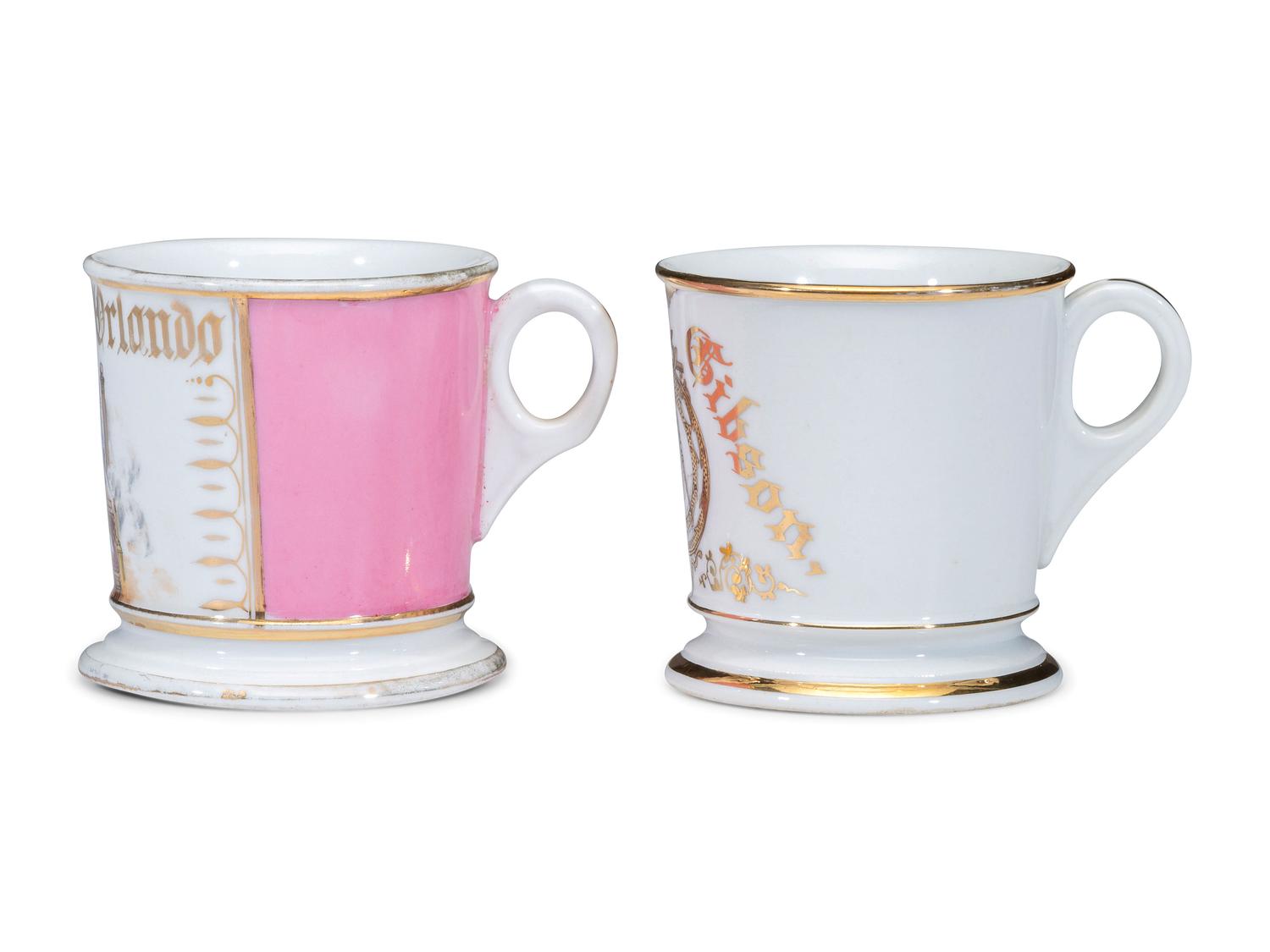 Two Freemason's Porcelain Shaving Mugs