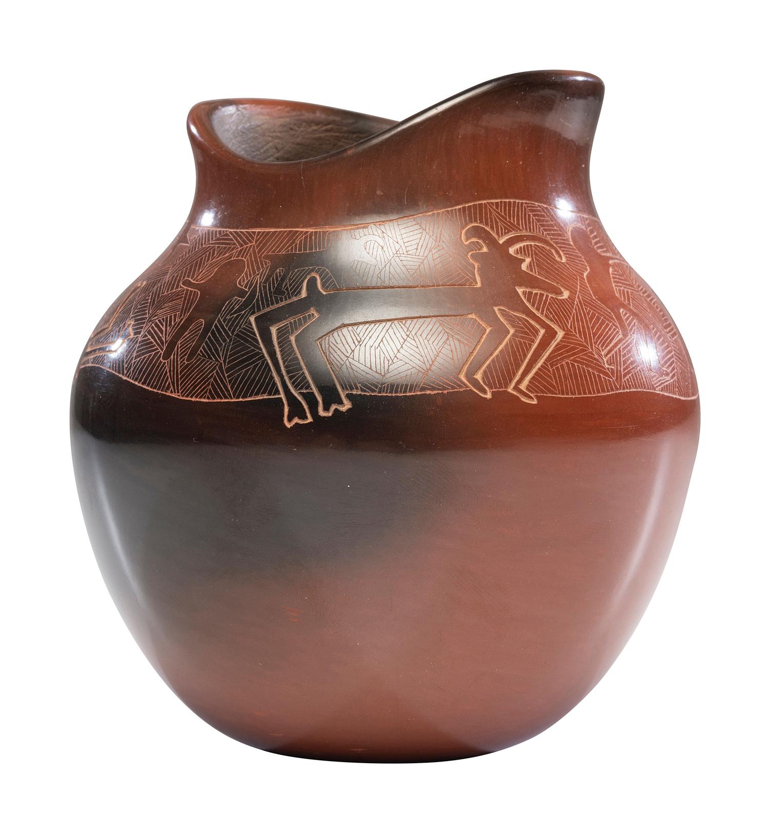 Two-toned Sgraffitoed Pottery Jar