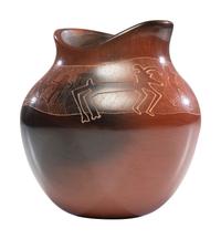 Two-toned Sgraffitoed Pottery Jar