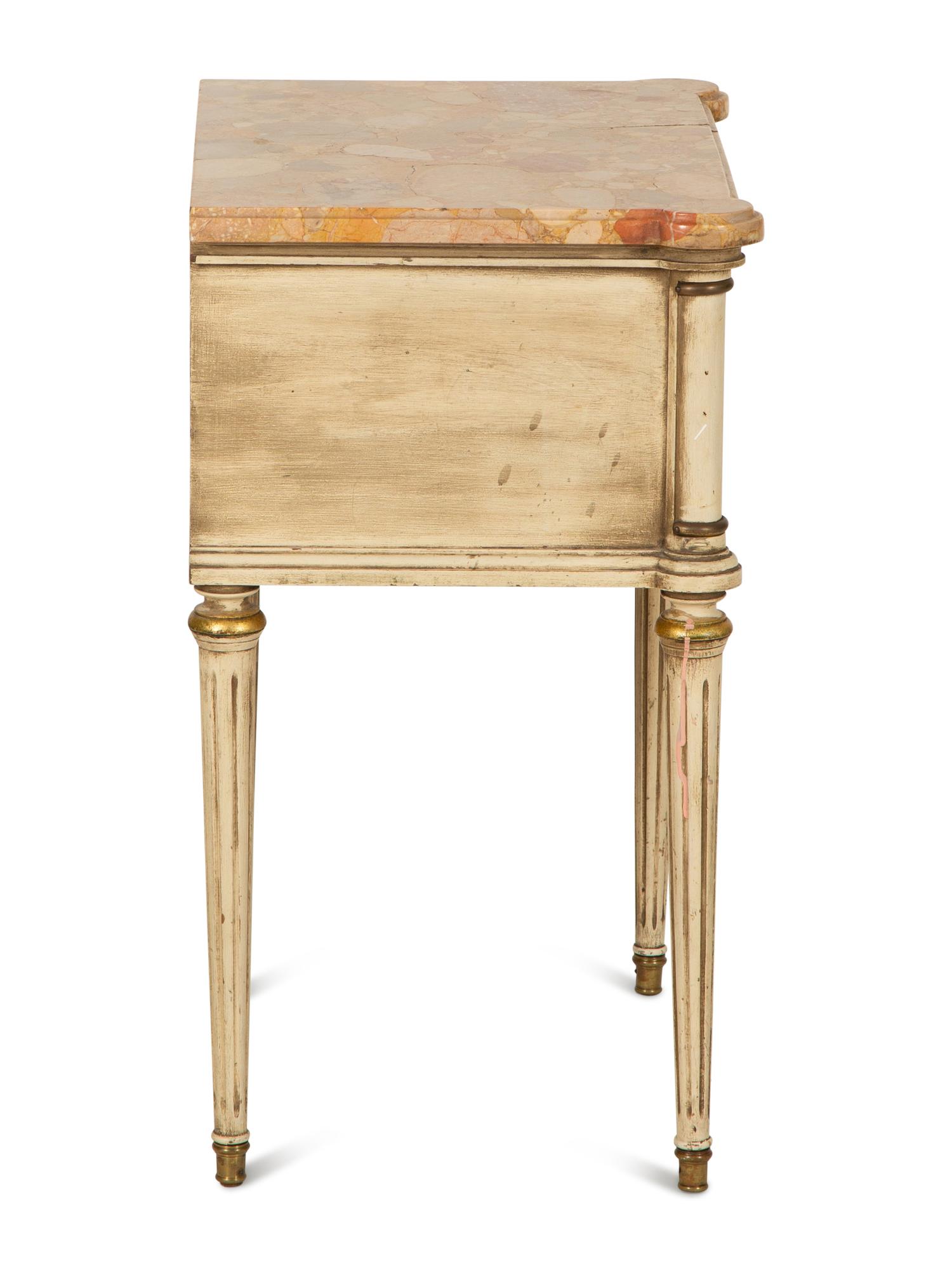 A Louis XVI Style Painted Marble-Top Side Table