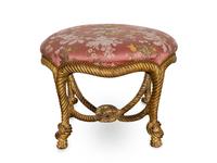 A Napoleon III Style Giltwood Rope-Form Tabouret