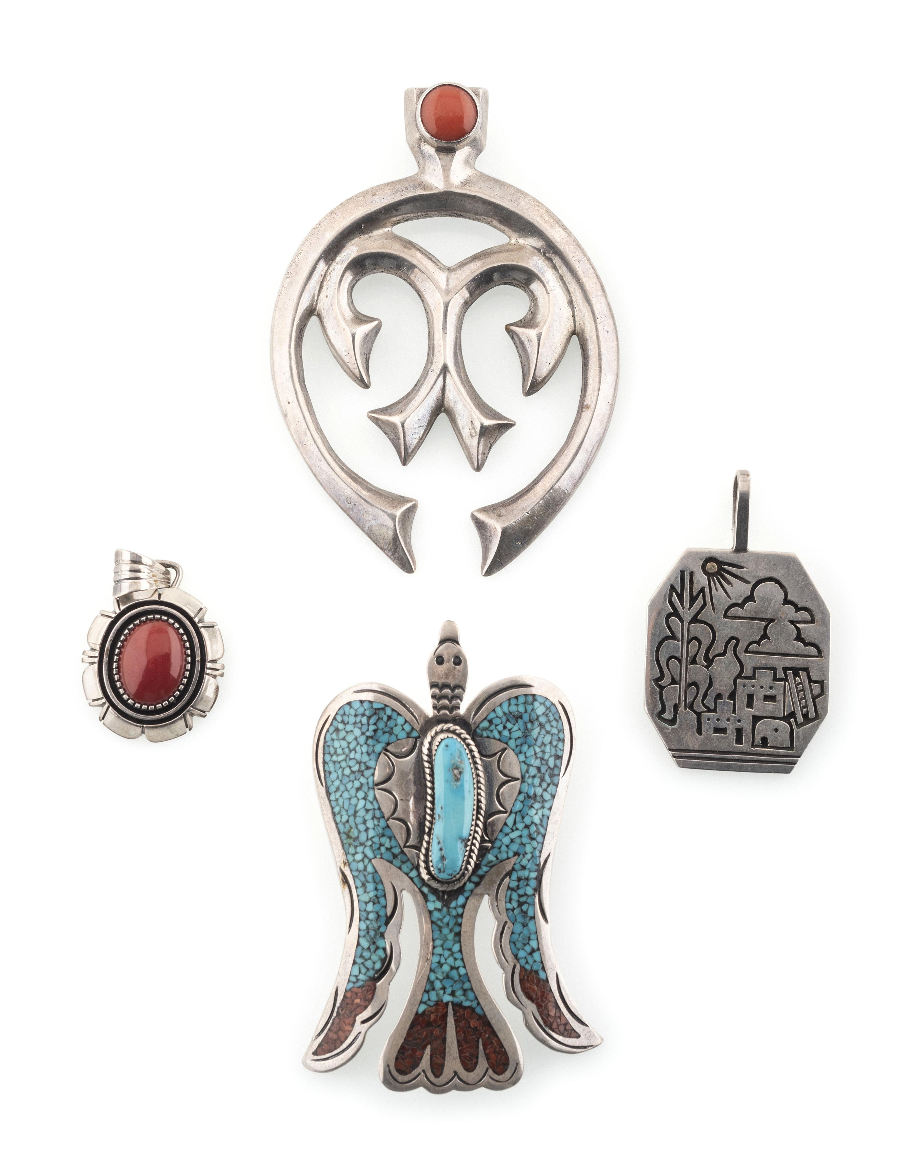 Navajo and Kewa Silver Pendants