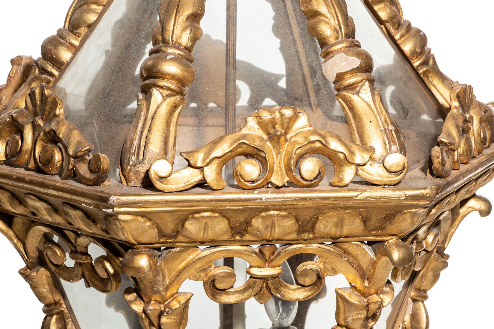 A Continental Giltwood Lantern