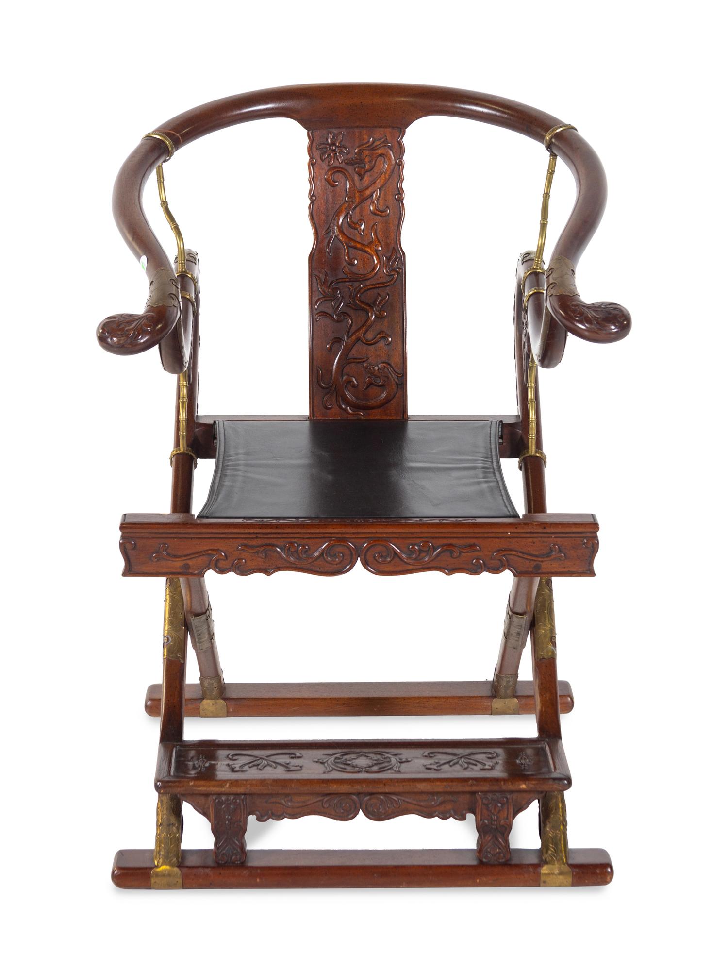 A Chinese Hardwood Folding Chair