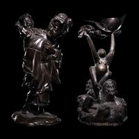 Two Japanese Bronze Figural Groups