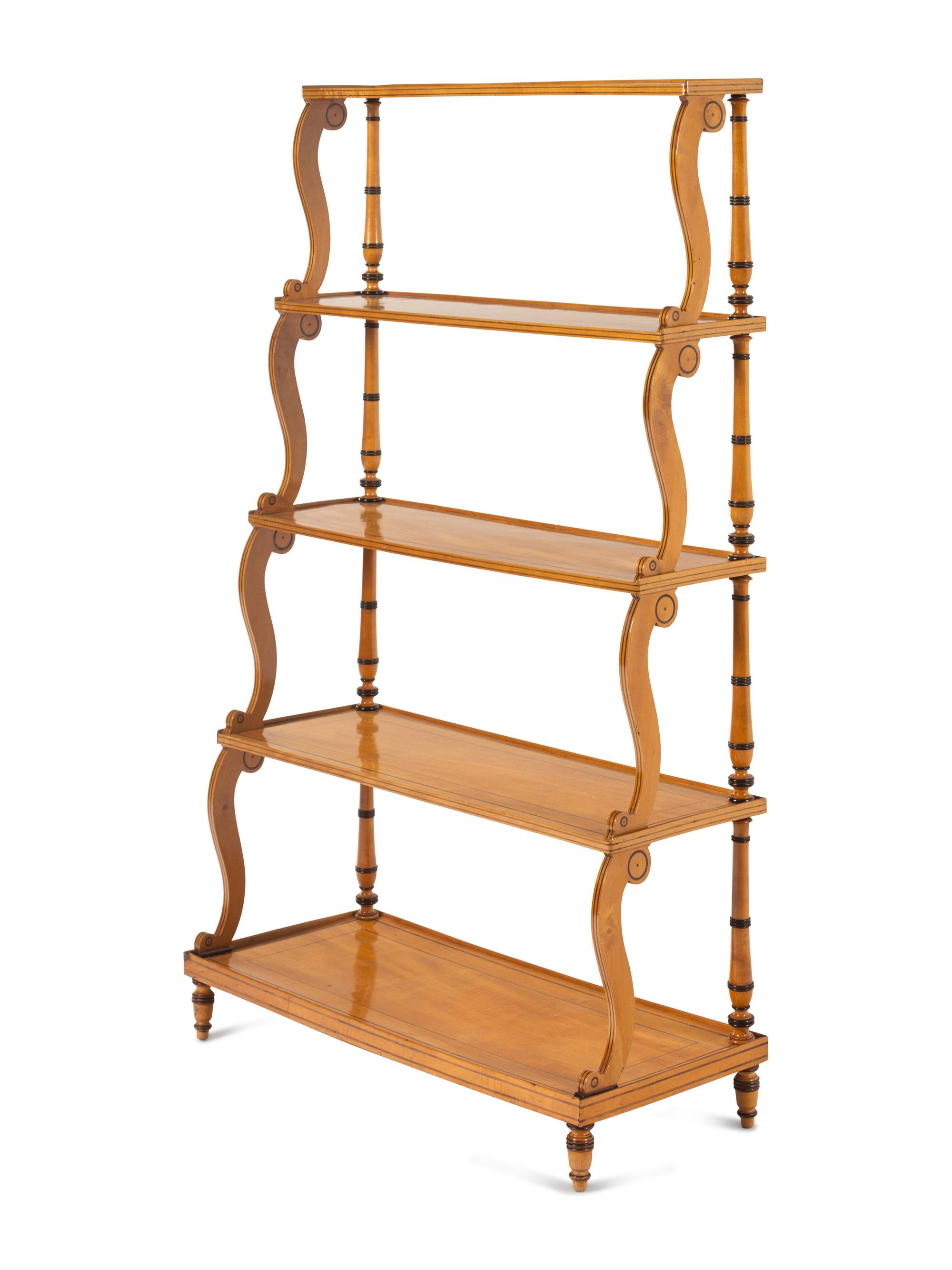 A Charles X Bois Citronnier and Amaranth Line-Inlaid Étagère