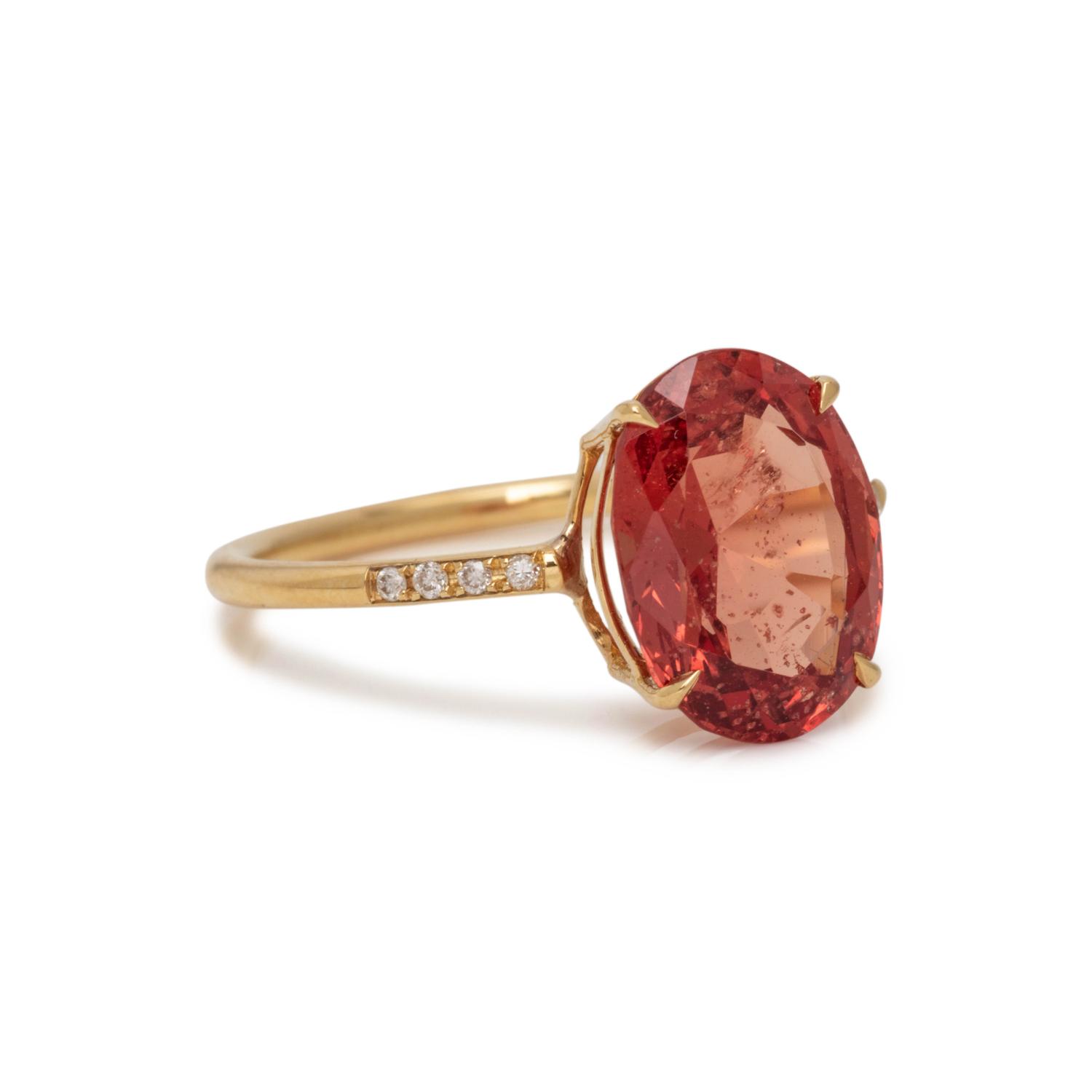 ORANGE SPINEL AND DIAMOND RING