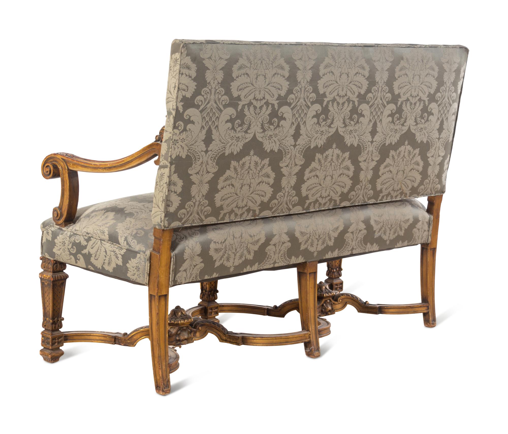 A Louis XIV Style Giltwood Settee