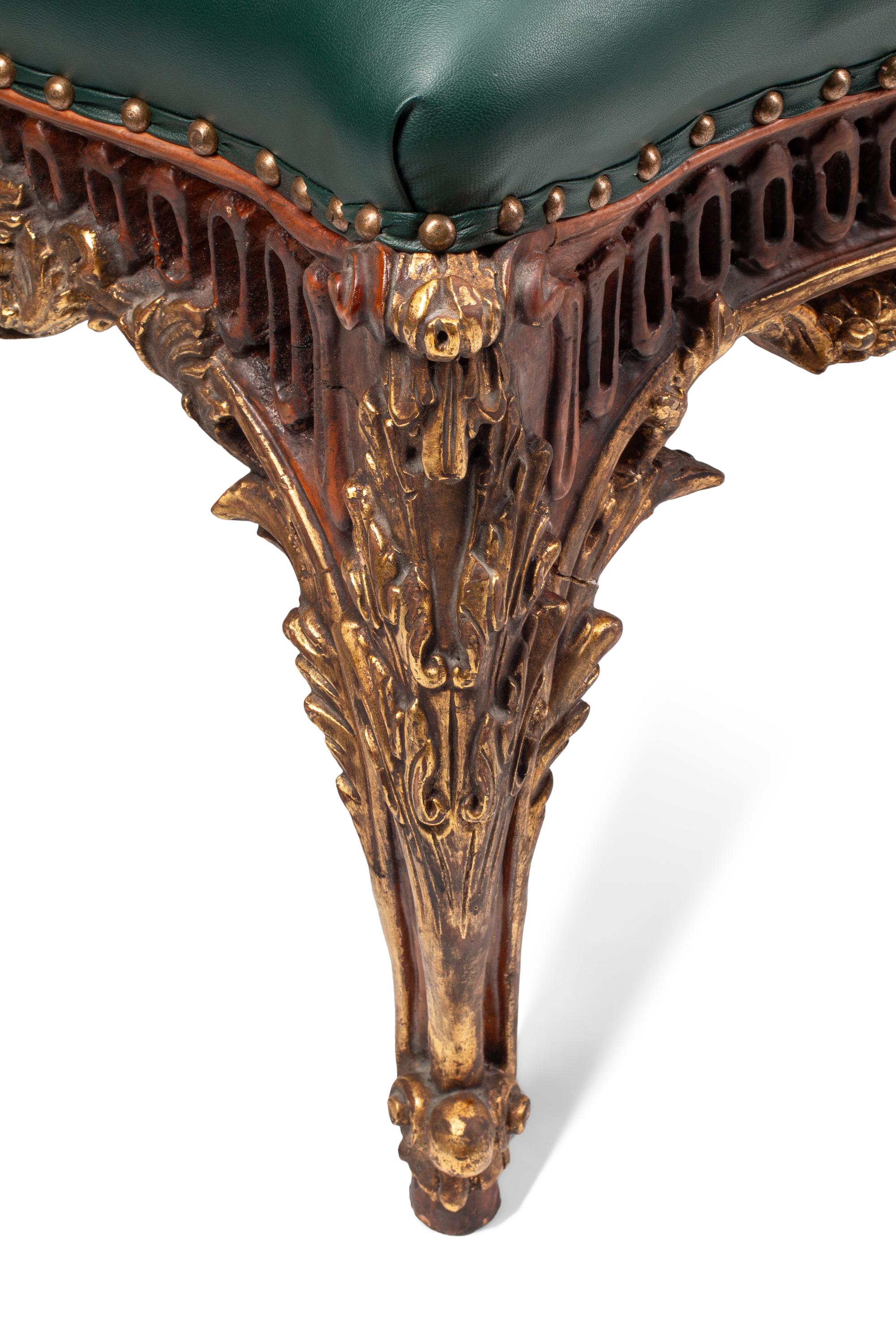 A Pair of Régence Style Painted and Parcel Gilt Stools