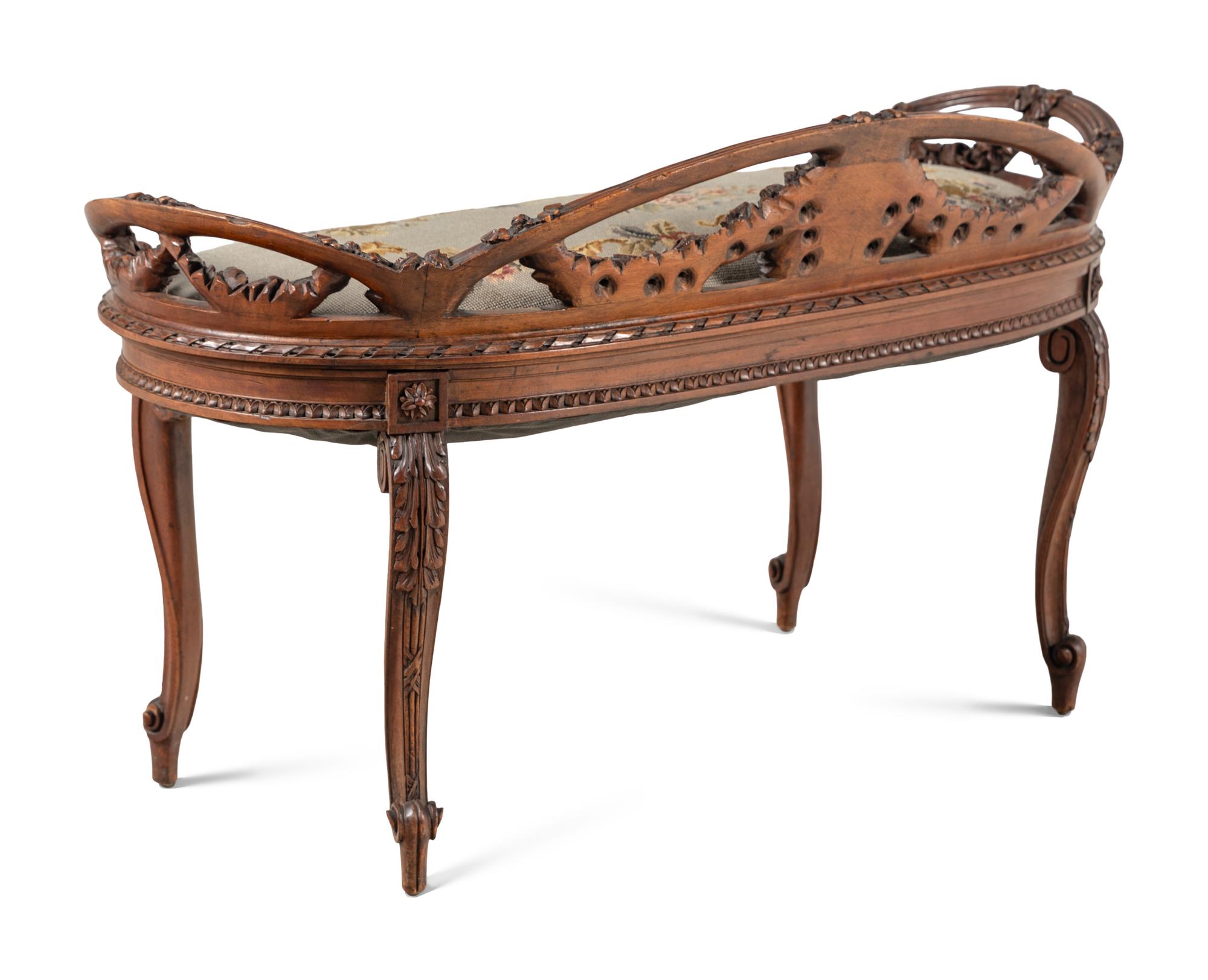 A Louis XVI Style Carved Walnut Window Seat