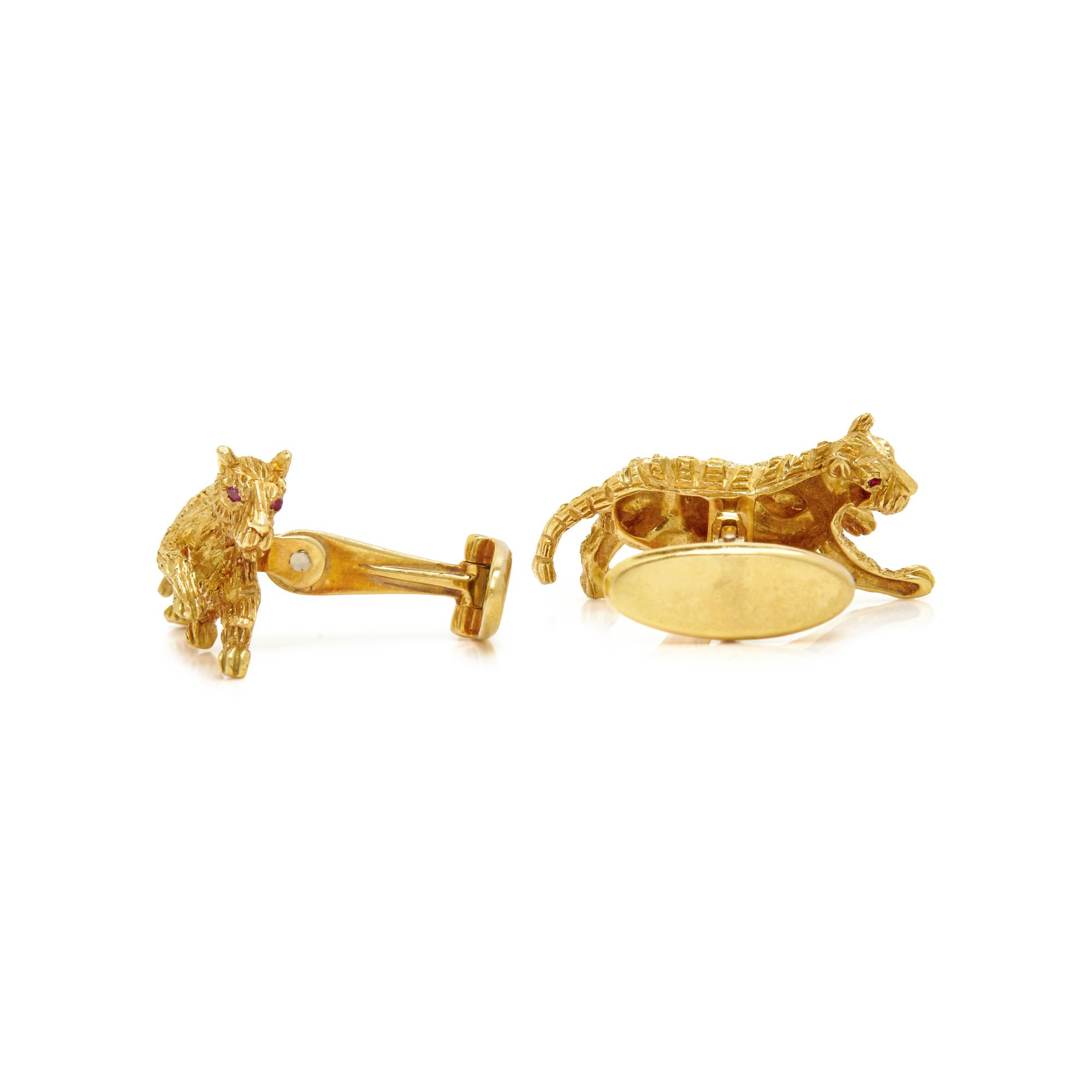 YELLOW GOLD TIGER CUFFLINKS