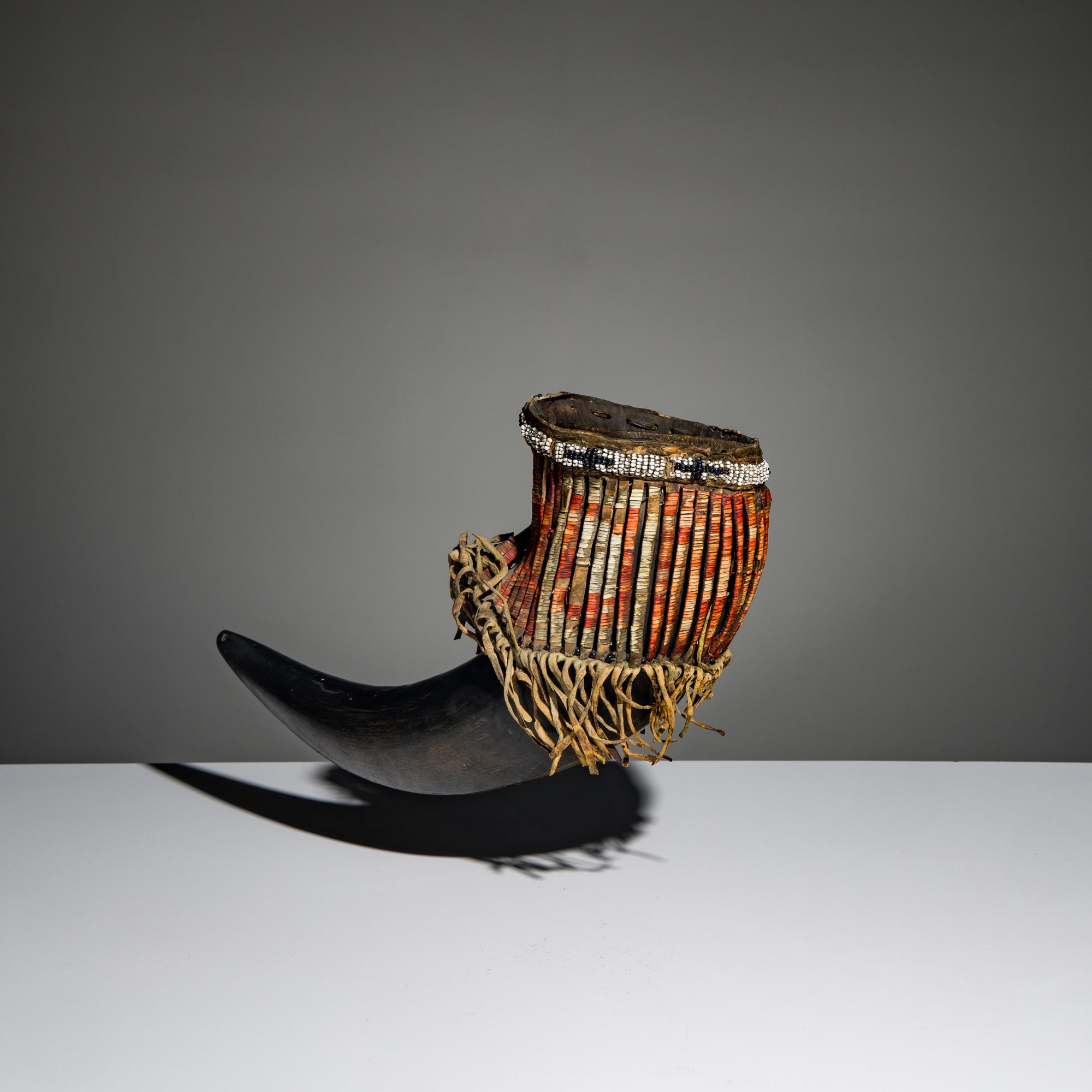 Sioux Quilled and Beaded Buffalo Horn Cup