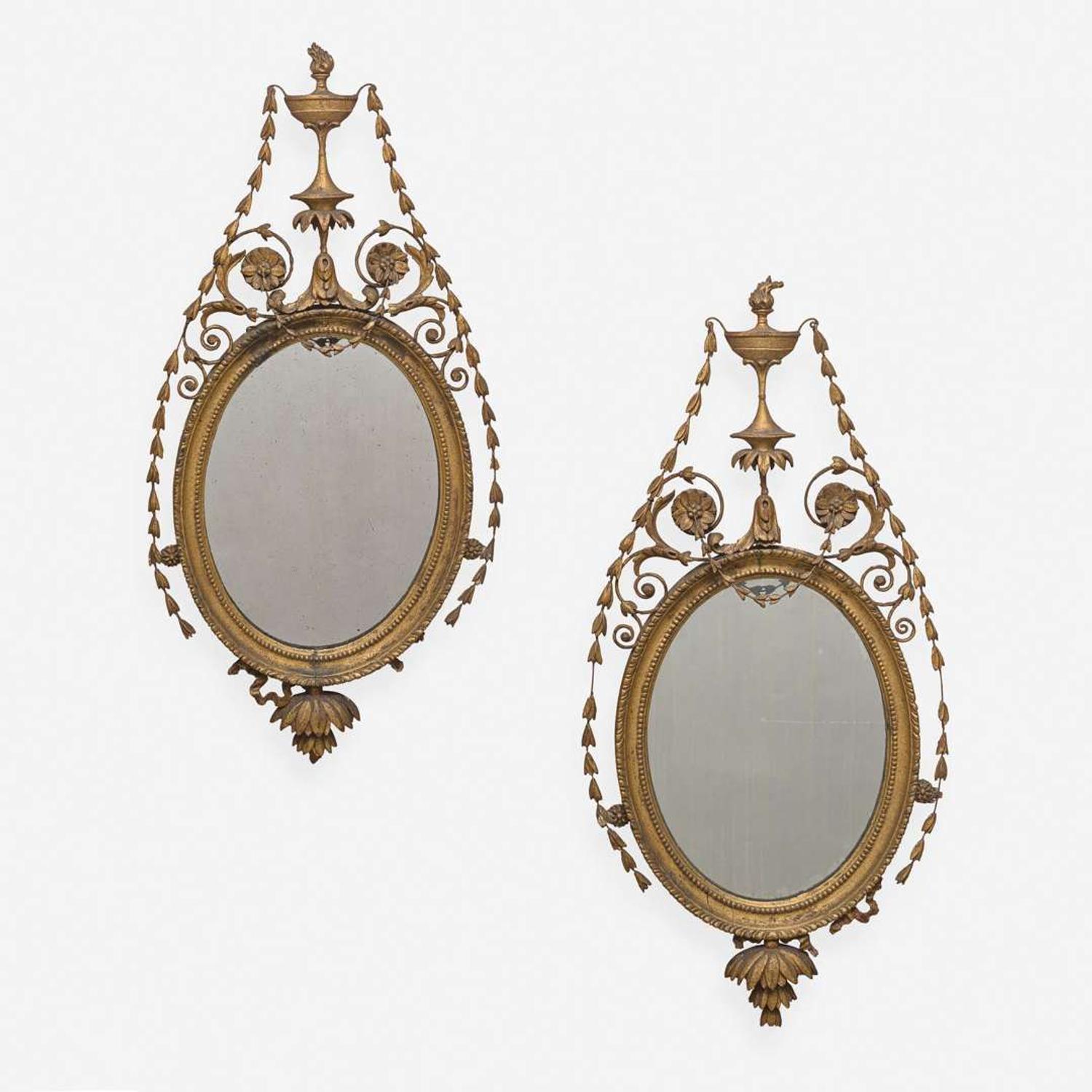 A Pair of George III Style Giltwood and Gesso Mirrors