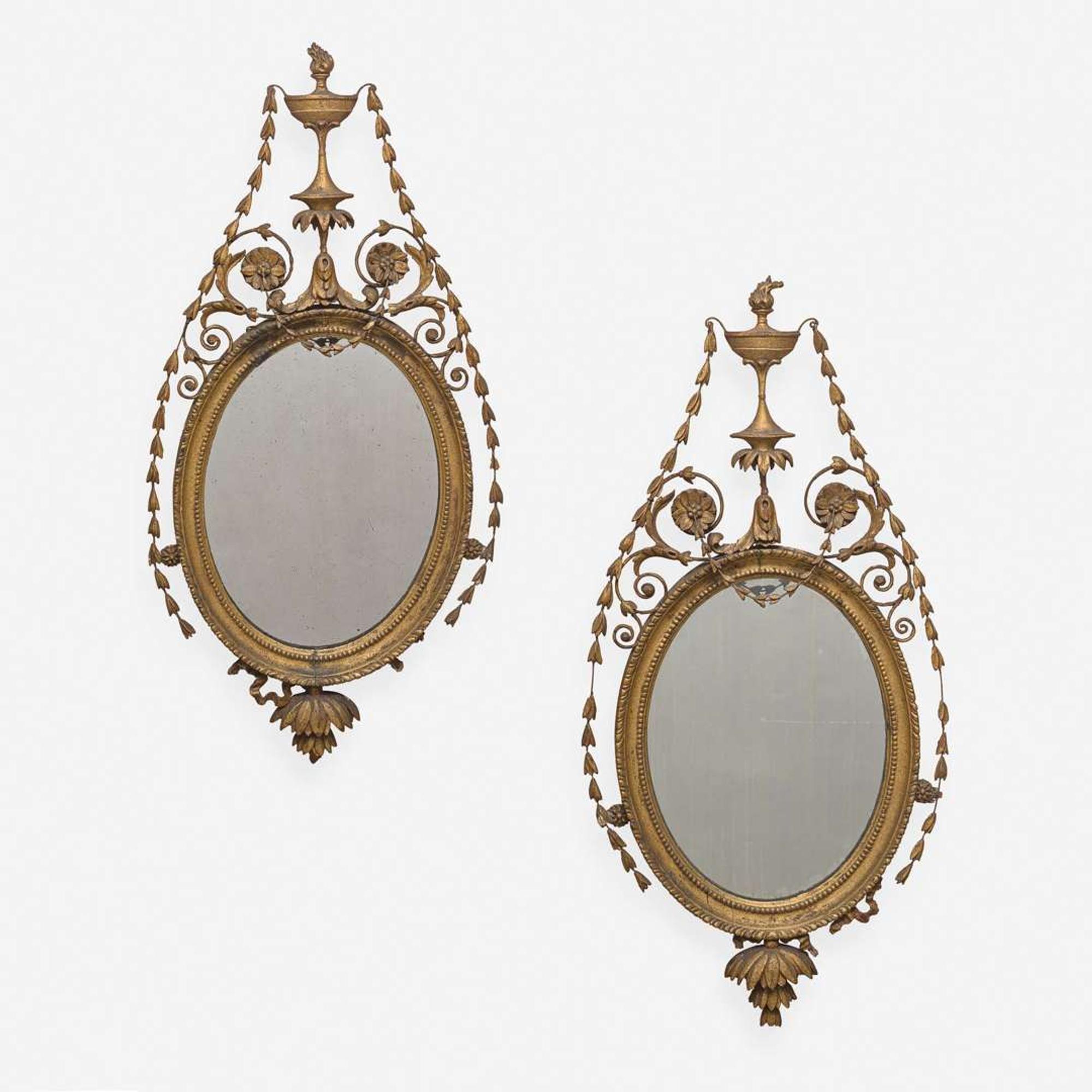 A Pair of George III Style Giltwood and Gesso Mirrors
