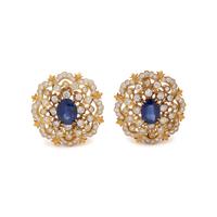 SAPPHIRE AND DIAMOND EARCLIPS