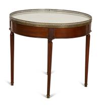 A Louis XVI Style Mahogany Marble-Top Bouillotte Table