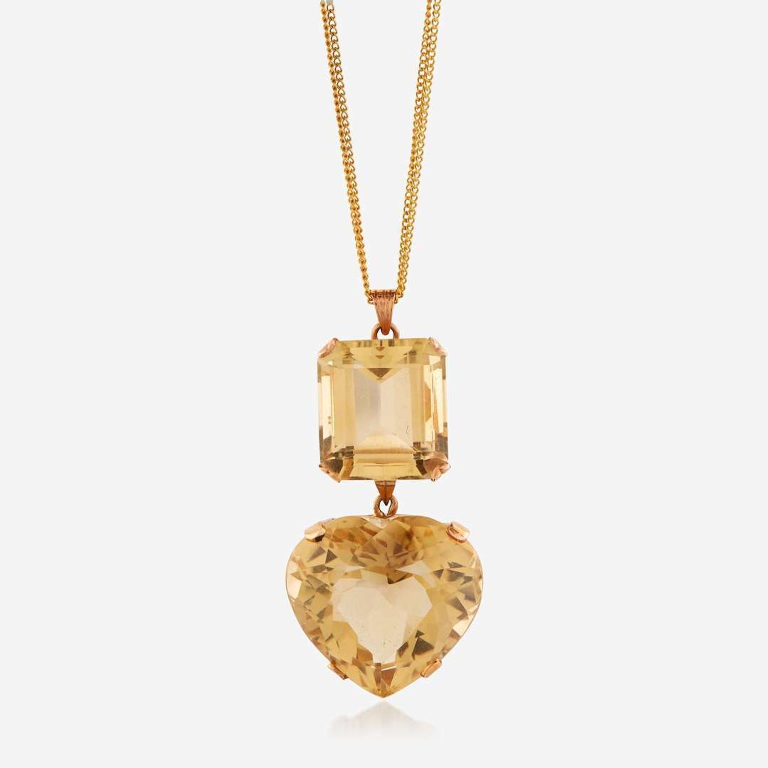 A citrine and eighteen karat gold pendant/necklace