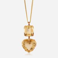 A citrine and eighteen karat gold pendant/necklace