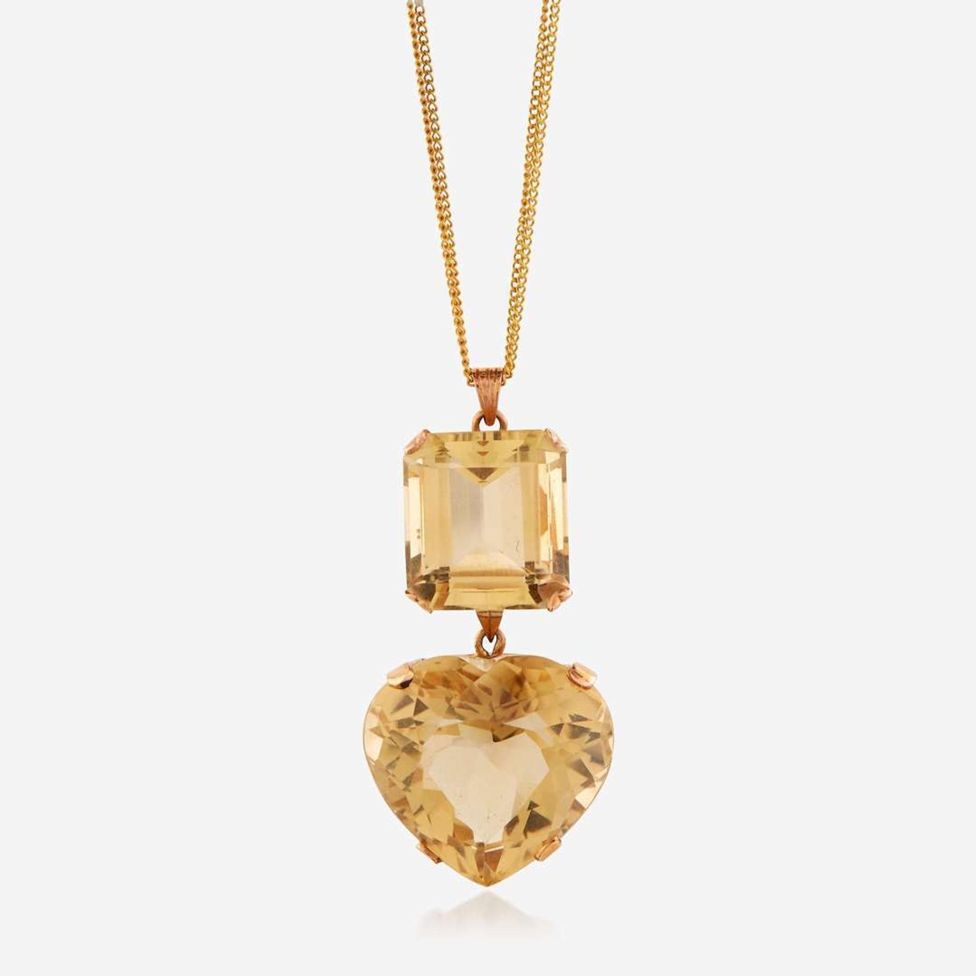 A citrine and eighteen karat gold pendant/necklace