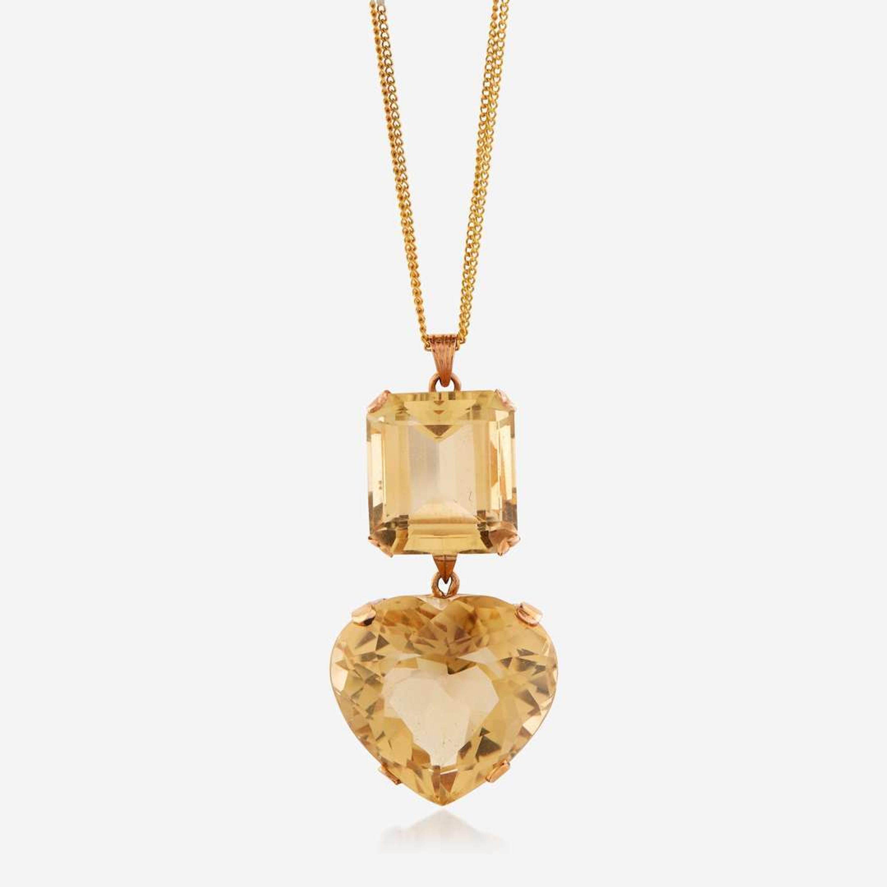 A citrine and eighteen karat gold pendant/necklace