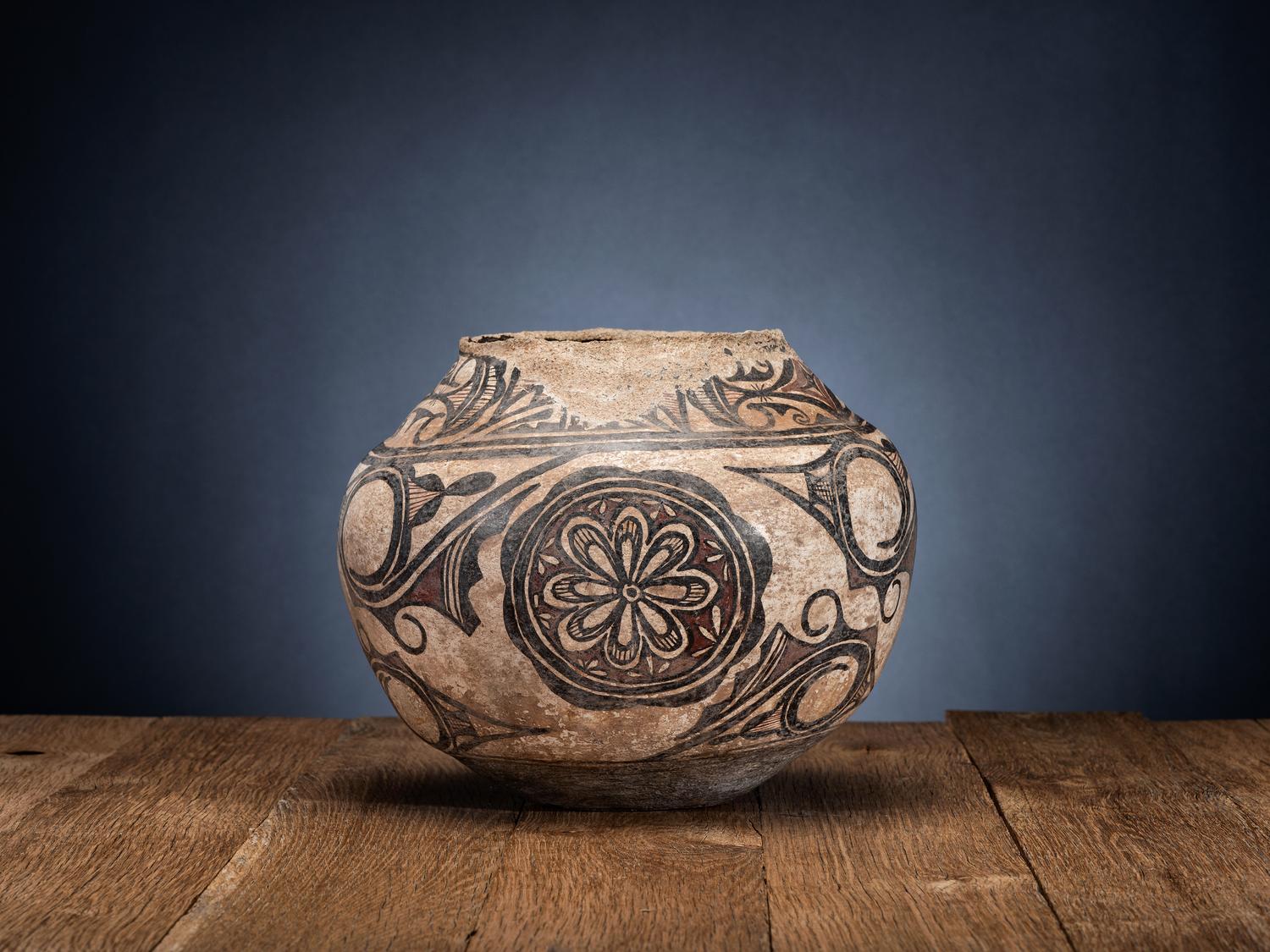 Zuni Polychrome Pottery Jar, with Ladle Wear
