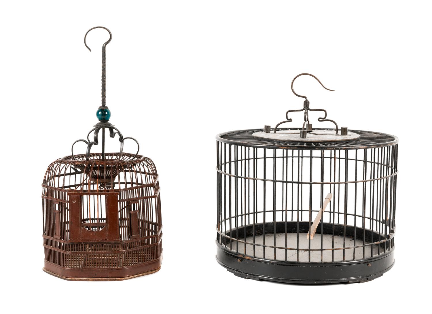 Two Chinese Lacquered Bamboo Birdcages Height of larger 12 inches. — QING DYNASTY (1644-1911)