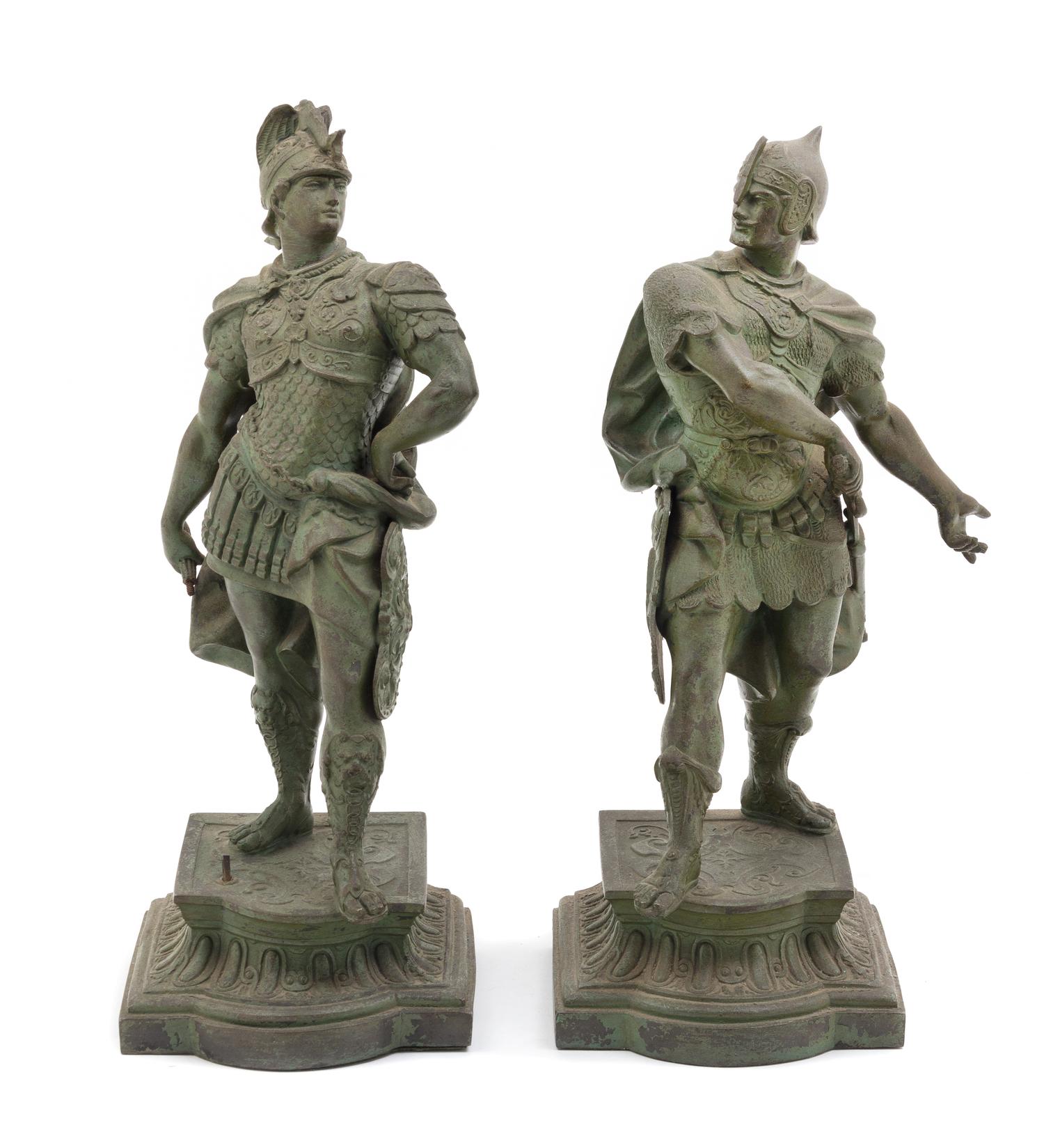 A Pair of French Cast Metal Figures Height 15 3/4 inches. — EARLY 20TH CENTURY