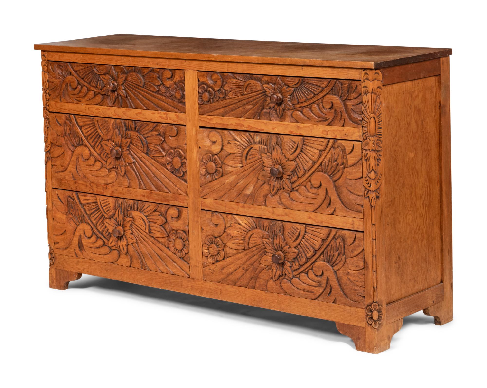 A Carved Central American Chest of Drawers