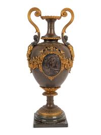 A Large French Neoclassical Gilt Bronze and Cast Metal Vase