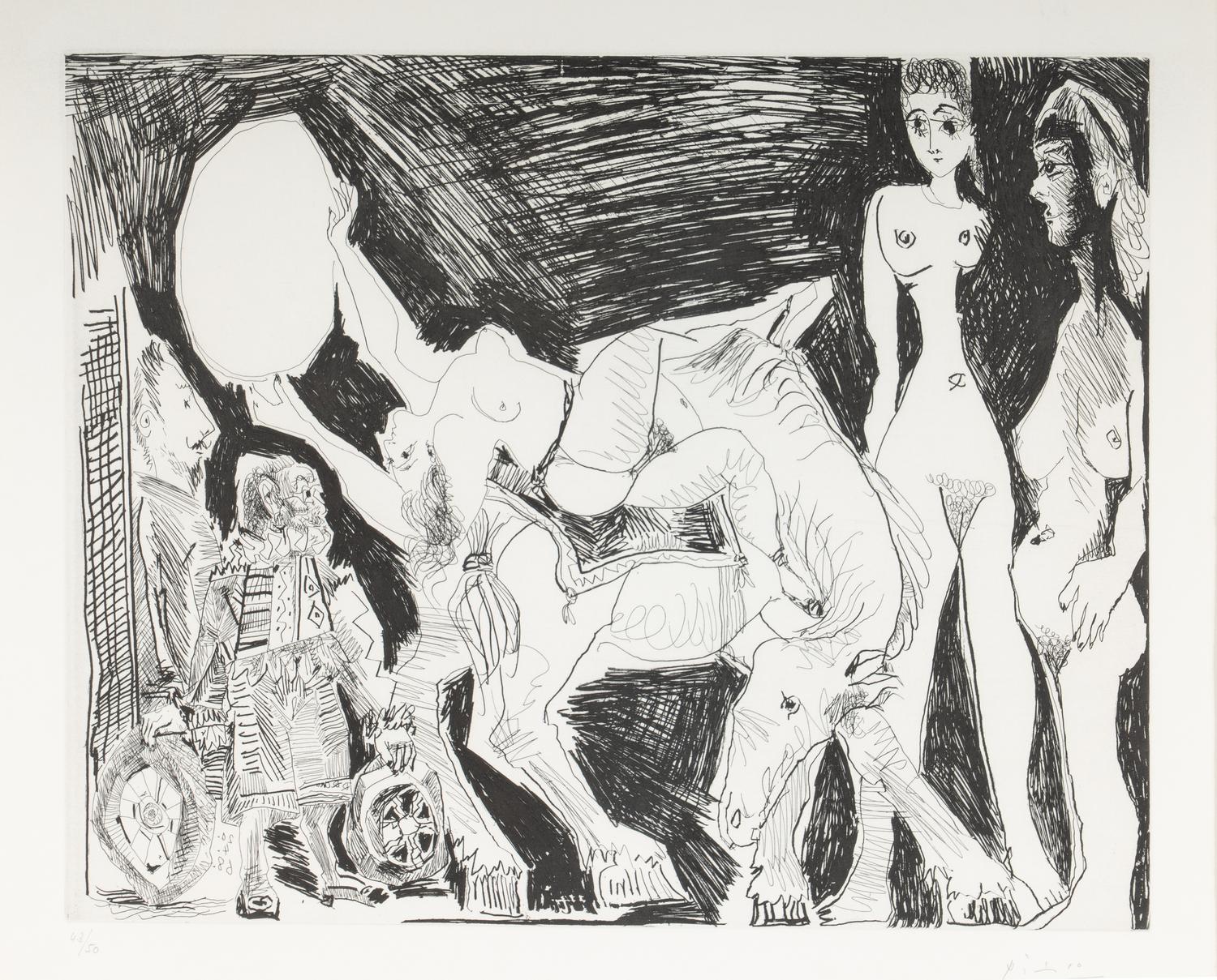 Pablo Picasso (Spanish, 1881-1973) — Cirque: écuyère, femmes et spectateurs, dont un garagiste déguisé (from Séries 347 ), 1968