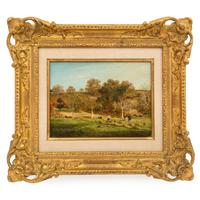 Edmé-Émile Laborne (French, 1837-1913) — Landscape with Figures Gathering Crops
