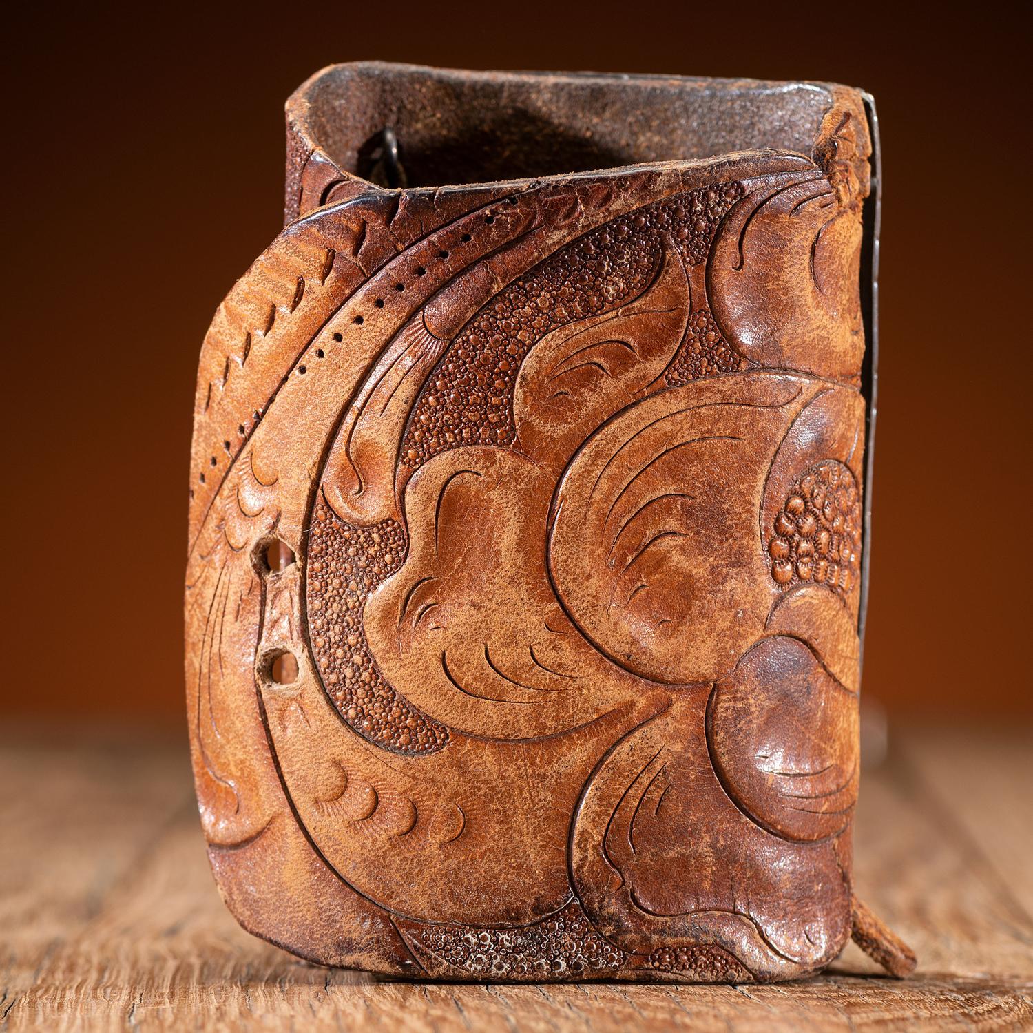 Navajo Tooled Leather Ketoh, with Inlay