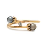 CULTURED TAHITIAN PEARL AND DIAMOND BANGLE BRACELET